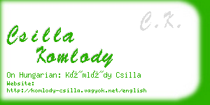 csilla komlody business card